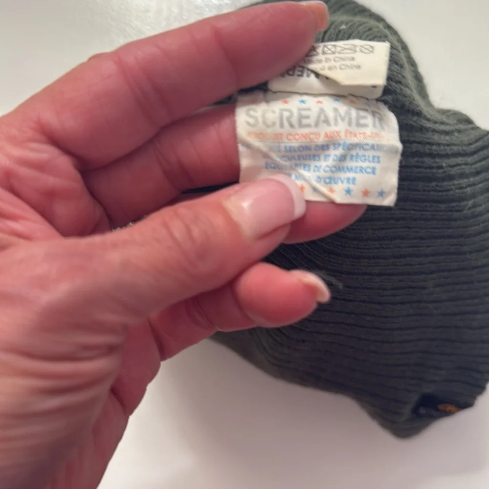 Screamer Striped Green and Black Kids Beanie-See Photos